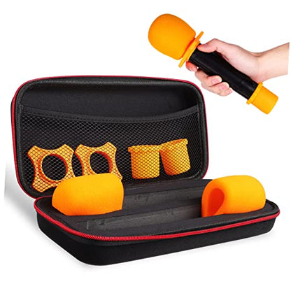 Microphone Storage Case Box with Padded Sponge Covers and Anti-slip Rings Zipper Closure Shock-resistant Design Durable Protection for Microphone Accessories for Musicians and