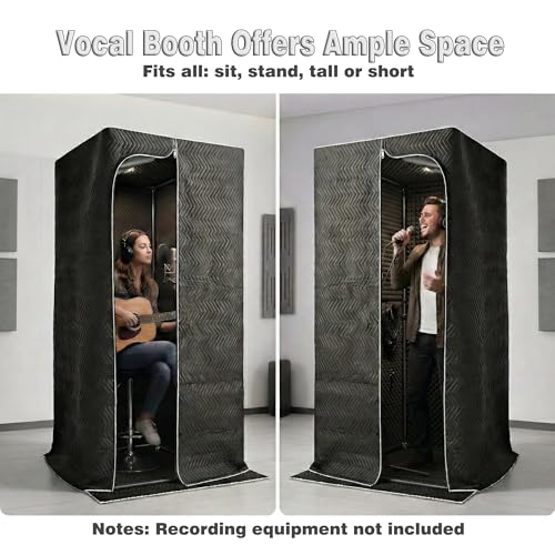 Portable Vocal Booth, 720° Echo-Free Recording Studio, Pro Black | Detachable，Delivers clean dry vocal audio, Perfect for podcasting music, Ideal pro studio gear