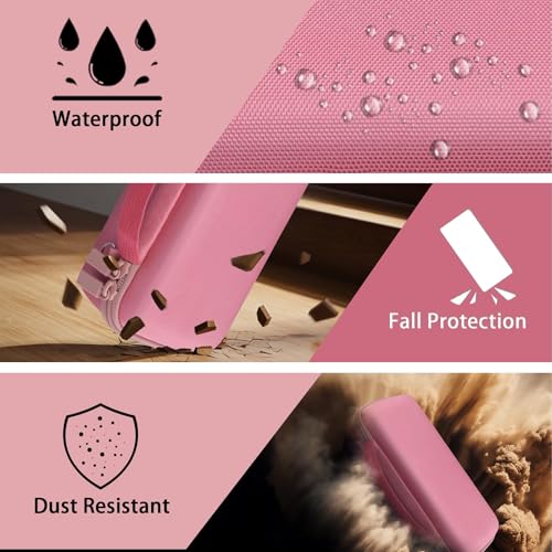 co2CREA Hard and Silicone Travel Case for Bose SoundLink Flex 2/1,Pink | 2nd Gen Compatibility, Dual-Layer Protection, EVA Hard Shell, Silicone Cover, Adjustable Shoulder Strap, Aluminum Carabiner - color: Pink Case