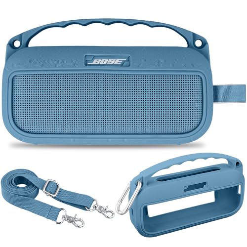 Aenllosi Soft Silicone Case for Bose New SoundLink Flex 2nd Gen Speaker | Blue Dusk, Silicone cover construction, includes adjustable strap and carabiner, Dust-resistant design, Case only - color: Blue Dusk, style: Silicone Cover for Bose SoundLink Flex 2