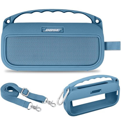 Aenllosi Soft Silicone Case for Bose New SoundLink Flex 2nd Gen Speaker | Blue Dusk, Silicone cover construction, includes adjustable strap and carabiner, Dust-resistant design, Case only - color: Blue Dusk, style: Silicone Cover for Bose SoundLink Flex 2