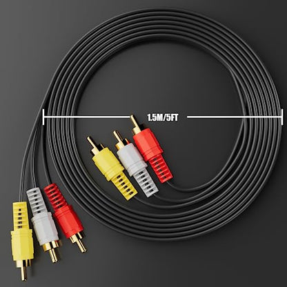 Eanetf 3RCA Cable Audio Video 5ft Gold Plated for Home Theater-2pcs - color: 5ft-2pcs