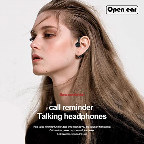 Open Ear Headphones Wireless Bluetooth Single Bone Conduction Wireless Earbuds with Earhooks Bone Conduction Headphones Bluetooth Head Set Earphones IPX5 Waterproof Long Battery Life Earpiece Black - color: Black