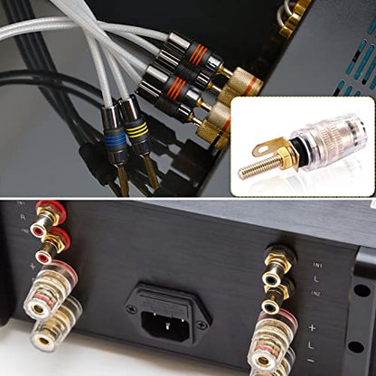 Facmogu 2 Pairs Mini Gold Plated Insulated 5-Way Binding Post Banana Plugs 4mm, 24K Gold Plated Sold Brass Amplifier Speaker Terminal Binding Post Banana Jack - Long - size: Small-Long