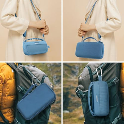 co2CREA Hard and Silicone Travel Case for Bose SoundLink Flex 2/1,Blue Dusk | 2nd Gen Compatibility, Dual-Layer Protection, EVA Hard Shell, Silicone Cover, Adjustable Shoulder Strap, Aluminum Carabiner - color: Blue Dusk Case