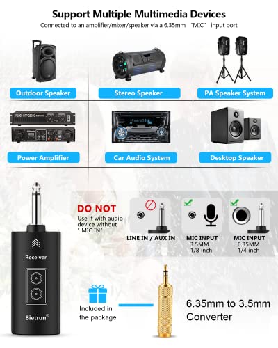 Rechargeable UHF Wireless Microphone with 1/4'' Plug Rechargeable Receiver - color: WXM19 White Black