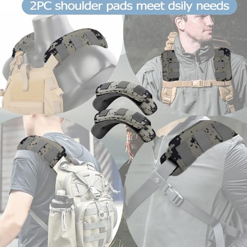 2-Pack Shoulder Pad Ultra-Thick Tactical Vest Cushion for Laptop Bags, Messenger Bags, Briefcase Bags, Luggage Bags, Tool Bags, Travel Bags and Most Bags, Camouflage Gray - color: Camouflage gray