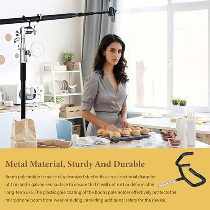 Boom Pole Holder Microphone Metal Cradle Mount Stand for Mic Stands | Compatible With C Stands, Metal Construction, for Studio Audio Use