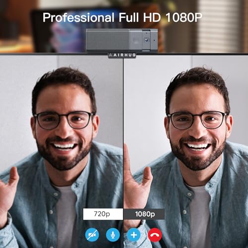 AIRHUG 3 in 1 1080P Webcam with Microphone & Speaker