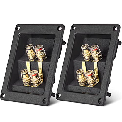 Facmogu 2PCS Rectangle 4-Way Speaker Terminal Box, Gold-Plated Terminal Cup - color: 4-way Rectangle