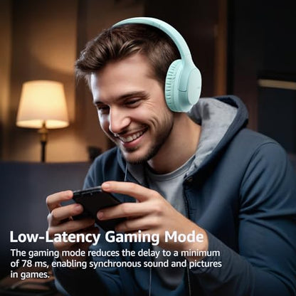 TOZO HA1 70H Over Ear Wireless Headphones Bluetooth 5.4 Foldable Headset | Deep Bass Stereo Sound, 32 Custom EQ Modes, Control Via Button, 78ms Low-Latency, Clear Call, Ideal For Travel Daily Use - color: Green