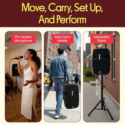 Wireless Portable PA Speaker System - 1800W High Powered Bluetooth Compatible Active + Passive Pair Outdoor Sound Speakers w/ USB SD MP3 AUX - 35mm Mount, 2 Stand, Microphone, Remote - Pyle PPHP1249KT - size: 12 in