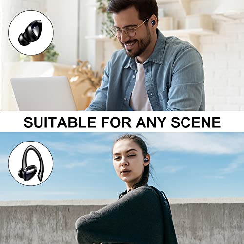 Wireless Earbud Sport in-Ear Bluetooth Headphones with Earhooks Detachable,Bluetooth 5.1 Ear Buds CVC8.0 Noise Cancelling Mic,Over Ear Wireless Earphones 36H Playtime,IP7 Waterproof Bluetooth Headset