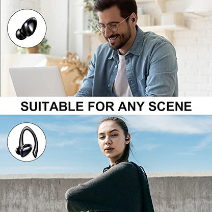 Wireless Earbud Sport in-Ear Bluetooth Headphones with Earhooks Detachable,Bluetooth 5.1 Ear Buds CVC8.0 Noise Cancelling Mic,Over Ear Wireless Earphones 36H Playtime,IP7 Waterproof Bluetooth Headset