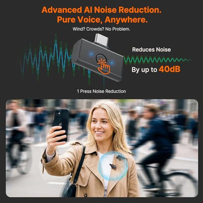 Saramonic Air SE Wireless Mini Microphone for iPhone 17/16/15 & Android, 48kHz/24-bit, AI Noise Cancellation, Clip on Content Creator Microphones for Interview YouTube TikTok Vlogging (2TX + USB-C RX)