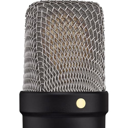 Rode NT1 5th Generation Large-Diaphragm Cardioid Condenser Microphone (Black) | Dual XLR/USB, Ultra-Low Noise & 32-Bit Float Recording for Streaming & Studio Recording + Mic Arm + Cable Ties + More
