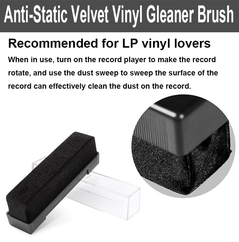 Premium Vinyl Record Cleaner Kit - Vinyl Records Cleaning Kit for Records Albums-Includes Soft Velvet Record Brush, Cleaning, Stylus Brush, Brush for Velvet