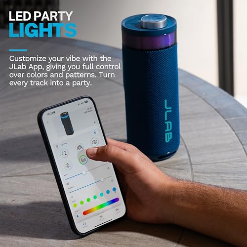 JLab, Go Party, Portable Bluetooth Speaker, Waterproof RGB LED, Navy - color: Navy