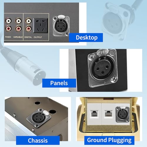 (2PCS) XLR Panel Mount [New Version 2026] XLR Plate Solderless 3 Pin Patch Bay Cable for Audio Equipment Mixers Studio Box Connector Wall Plate Solderless With installation Screws and Nuts (F to M) - style: F to M