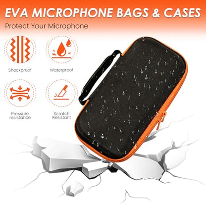 Wireless Microphone Case for JBL Wireless Microphone System,Waterproof Handheld Dual Mic Case,Portable Mic bag for Singing or Karaoke Receiver, Adapter, AA Batteries-Orange(Box Only)