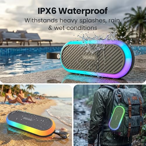 GEARit Golf Cart Speaker, Magnetic Bluetooth Speaker, 16W IPX6 Waterproof | Strong magnet mount + detachable strap, 16W audio, TWS stereo pairing, hands-free mic, RGB lights for golf, camping, pool - size: Golf SoundBrick - 16W