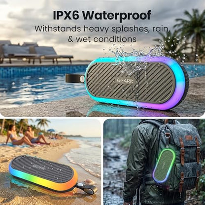 GEARit Golf Cart Speaker, Magnetic Bluetooth Speaker, 16W IPX6 Waterproof | Strong magnet mount + detachable strap, 16W audio, TWS stereo pairing, hands-free mic, RGB lights for golf, camping, pool - size: Golf SoundBrick - 16W