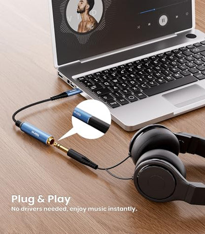 Tisino USB C to Aux 1/4" TRS Headphone Adapter Cable, 384kHz/32bit, 3.3FT | DAC USB-C to 1/4 inch Audio Aux Cord for Smartphone, Laptop, Amplifier, Mixer, Home Theater, Stereo Audio Cable - size: 1m/3.3ft