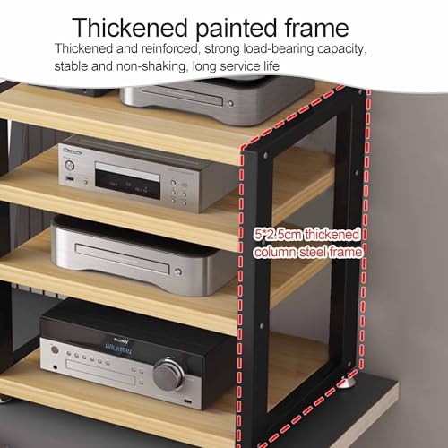 Multi-Functional Stereo Cabinet with Wooden Shelves & Steel Frame - Desktop Amplifier & AV Media Player Stand(Black,40 * 35 * 48cm) - color: Black, size: 15.7"D x 13.8"W x 18.9"H (1 Drawers)