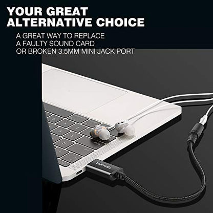 USB to 3.5mm Jack Audio Adapter, USB-A to AUX Cable for PC, PS4, PS5-50CM | TRRS-Mic Supported, DAC Chip, 16bit/48KHz, Compatible with Windows, PC, Laptop, Mac, Linux, Desktops, PS4, PS5 - size: 19 inch / 50cm