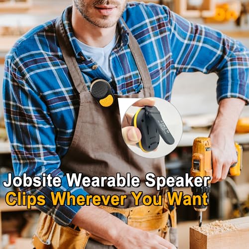 Wearable Bluetooth Speaker Clip On, Mini Portable Wireless Speaker with Mic, IPX5 Waterproof, All Day Playtime, Lightweight Small Speaker for Workout Running Sports Travel (Black+Orange)