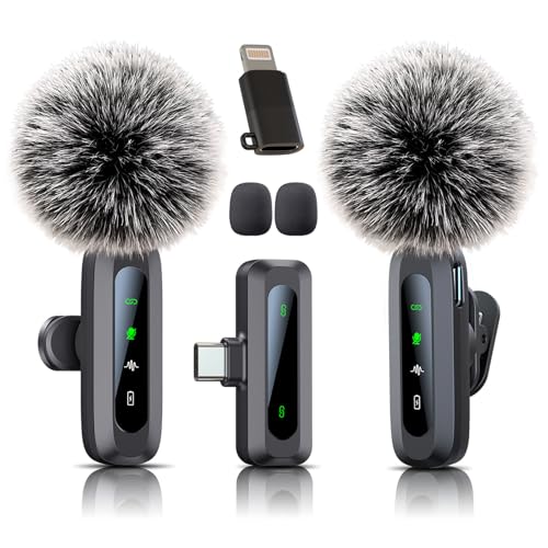 Wireless Mini Microphone for iPhone 15/16/17, iPad, Android, Wireless Lavalier Microphone with Noise Reduction, Portable USB C Lapel Mic for Video Recording, Vlog, Tiktok, YouTube - size: iPhone 15/16/17 & Androids (USB-C)