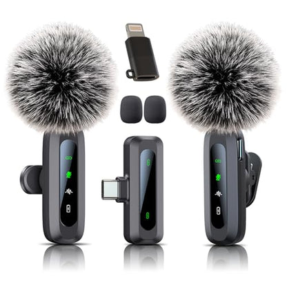 Wireless Mini Microphone for iPhone 15/16/17, iPad, Android, Wireless Lavalier Microphone with Noise Reduction, Portable USB C Lapel Mic for Video Recording, Vlog, Tiktok, YouTube - size: iPhone 15/16/17 & Androids (USB-C)
