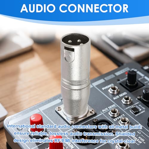 1/4" TRS to XLR Male Adapter, 2 Pack Balanced Audio Connector Quarter, 6.35mm Male Plug to Three Pin XLR Output for Mixer Microphone Amplifier Keyboard Guitar Interface Studio Equipment - color: Silver 1/4"TRS M to XLR M