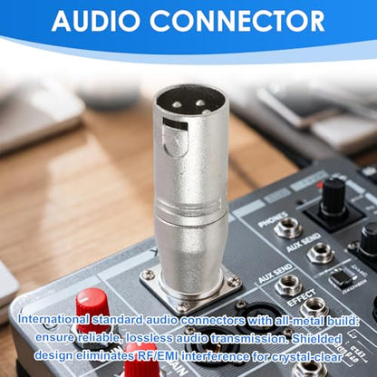 1/4" TRS to XLR Male Adapter, 2 Pack Balanced Audio Connector Quarter, 6.35mm Male Plug to Three Pin XLR Output for Mixer Microphone Amplifier Keyboard Guitar Interface Studio Equipment - color: Silver 1/4"TRS M to XLR M