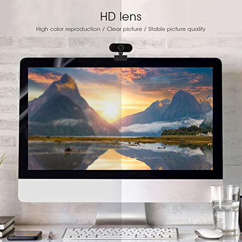 1080P USB Webcam, HD Computer Camera with Microphone and 360 Degree Rotation, for Video Conferencing Online Teaching and Desktop Laptop PC (Black)