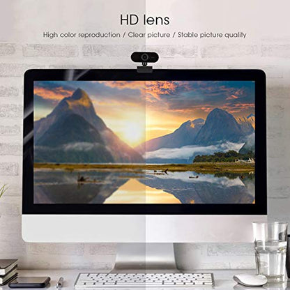 1080P USB Webcam, HD Computer Camera with Microphone and 360 Degree Rotation, for Video Conferencing Online Teaching and Desktop Laptop PC (Black)