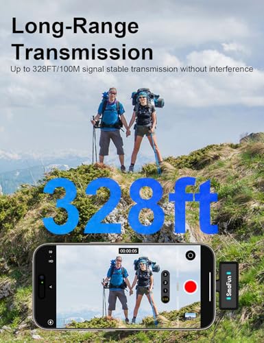 Wireless Microphone for iPhone Android, SmaFun TwinCast S2 Lavalier Microphone, 2 Mics 2 Receivers with Lightning USB-C, Noise Cancelling Clip On Mic, 48H Charging Case, 328FT for Video TikTok YouTube - size: 2TX2RX with ChargingCase