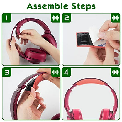 Geekria Protein Leather Headband Pad Compatible with Sony MDR-100ABN Headphones, Replacement Band Repair Part (Twilight Red) - color: twilight red