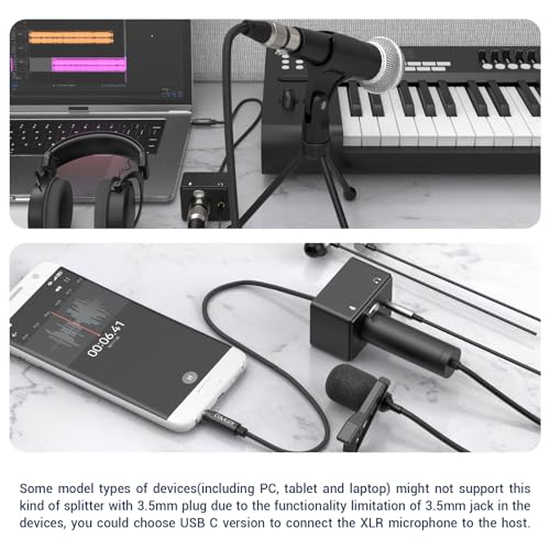Cubilux XLR to 3.5mm Microphone Adapter with Headphone Jack, XLR Female to 1/8 TRRS Combo Jack MIC Converter Compatible with MacBook, Smartphone, Tablet, PC, 3.3 Feet