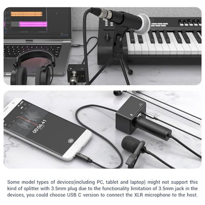 Cubilux XLR to 3.5mm Microphone Adapter with Headphone Jack, XLR Female to 1/8 TRRS Combo Jack MIC Converter Compatible with MacBook, Smartphone, Tablet, PC, 3.3 Feet
