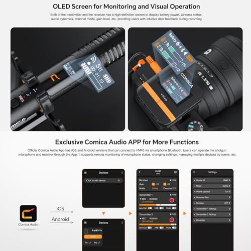 COMICA VM40 Combo Shotgun Microphone for Camera,Smartphone and PC | Super Cardioid Dual-Channel Wireless Mic