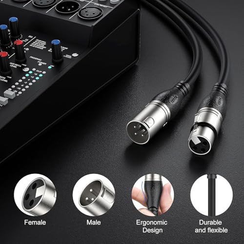 XLR Cable 15ft 10 Packs Microphone Cable with 3-Pin XLR Male to Female | Balanced, Professional Shielded, for Mic, Mixer, Speaker Systems, Radio Station and Podcast, Black - color: Black, size: 15 Feet-10 Pack