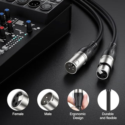 XLR Cable 15ft 10 Packs Microphone Cable with 3-Pin XLR Male to Female | Balanced, Professional Shielded, for Mic, Mixer, Speaker Systems, Radio Station and Podcast, Black - color: Black, size: 15 Feet-10 Pack