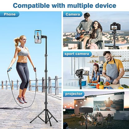 70" Phone Tripod with Remote & Holder, Portable Cell Phone Stand, Selfie Stick for Video Recording, Compatible with iPhone 14/13 Pro Max/Android/Camera - size: 70 inch