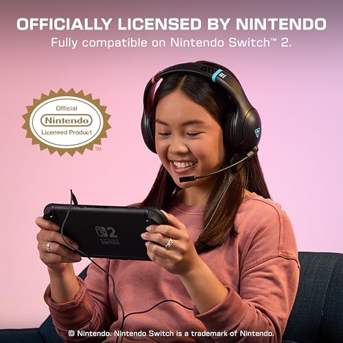 Turtle Beach Airlite Fit Wired Gaming Headset for Nintendo Switch 2, Lite | Works with Nintendo Switch OLED, Flip-to-Mute Mic, Comfortable Ear Cushions, 40mm Speakers, Lightweight, Charcoal Blue & Red - color: Charcoal Red/Blue