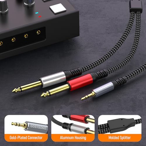 3.5mm 1/8 Stereo to Dual 1/4 TS Mono Y Splitter Audio Cable Adapter Compatible with iPhone, PC, Computer Sound Card, Mixer, Multimedia Speaker, Home Stereo System 10FT - size: 10ft