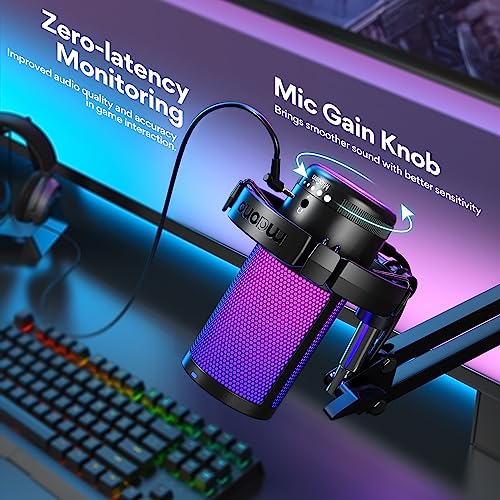 MAONO Gaming USB Microphone with Headphones, Noise Cancellation Condenser mic with Mute, Gain, Monitoring for Streaming, Podcast, Twitch, YouTube, Discord, PC, Computer, DGM20S, MH601