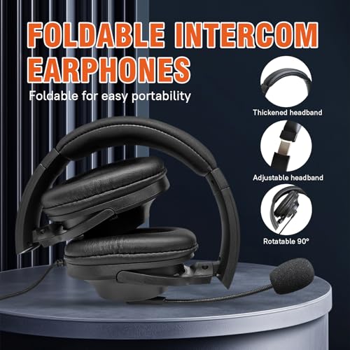 Walkie Talkie Over The Ear Headset Noise Reduction Earmuff Headphone Earpiece with Ptt Boom Mic for Baofeng Retevis Sancom Kenwood uv5r uv 5r uv-5r rt21 rt22 2 Pin Radio(Big Earmuffs Biaural)