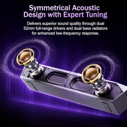 Computer Speakers for Desktop,USB Single-Cable, Computer Soundbar for PC | Compatible with Laptops | Towers | Devices |Stereo Sound and RGB Light, Plug-n-Play, Black Matte Finish, Mechanical Knobs