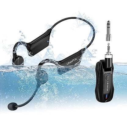 KIMAFUN 2.4G Fitness Headset Wireless Microphone, IP67 Waterproof | Sweatproof for Water Aerobics, Swimming Coach, Fitness Instructor, Yoga, Spinning, Training, Teaching, Speakers, GWP91 - size: GWP91(1TX+1RX)